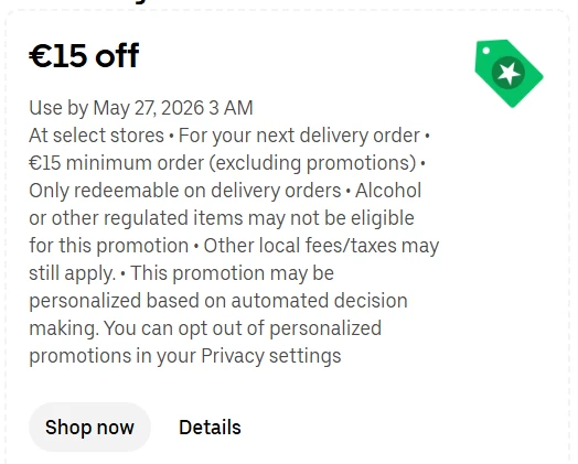 Screenshot 1 of the Uber Eats [Discounts] account